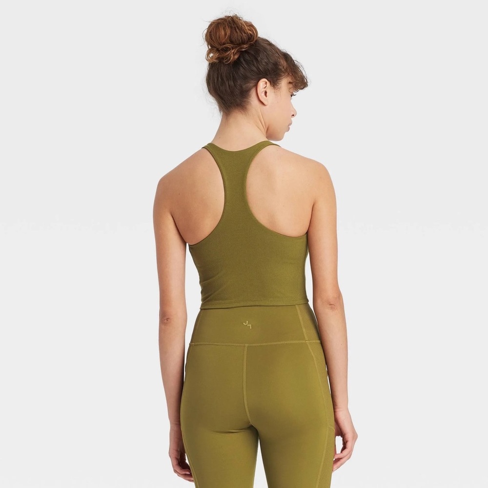 Joylab Ribbed Women's Tie-Front Racerback Bra Top - Picture 4 of 5